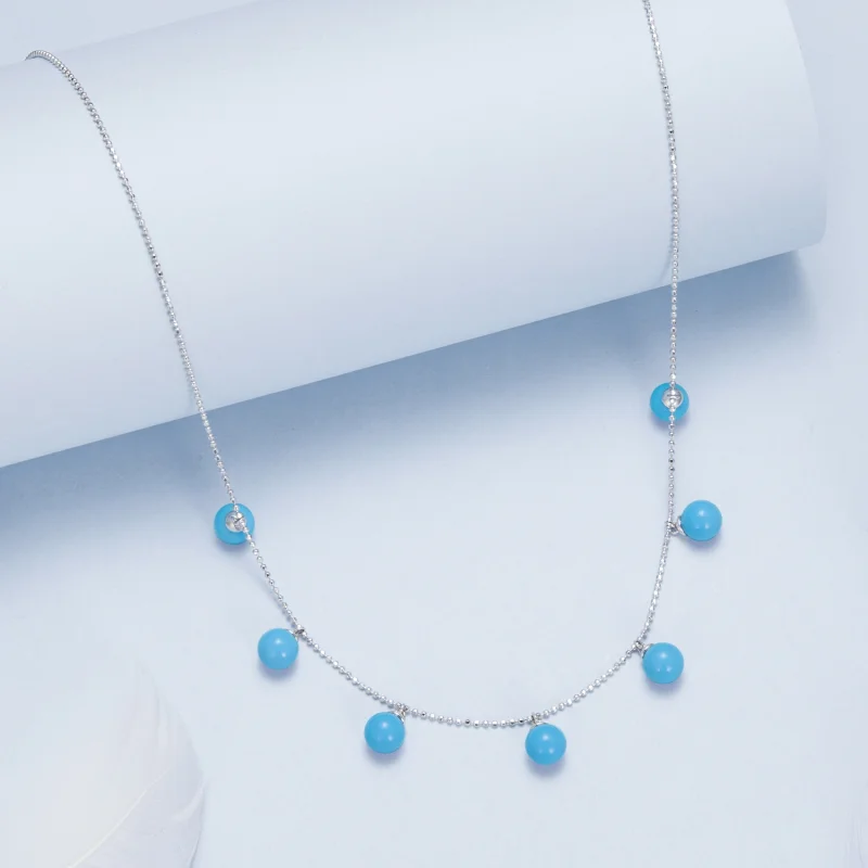 (image for) PANDORA Style Blue turquoise clavicle necklace - BSN405 - View 6