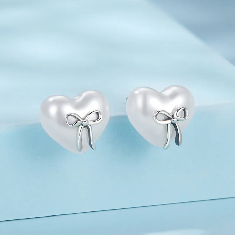 (image for) PANDORA Style Bow Heart Earrings - SCE1810 - View 2