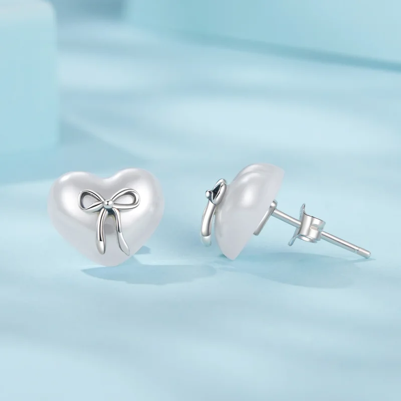 (image for) PANDORA Style Bow Heart Earrings - SCE1810 - View 4