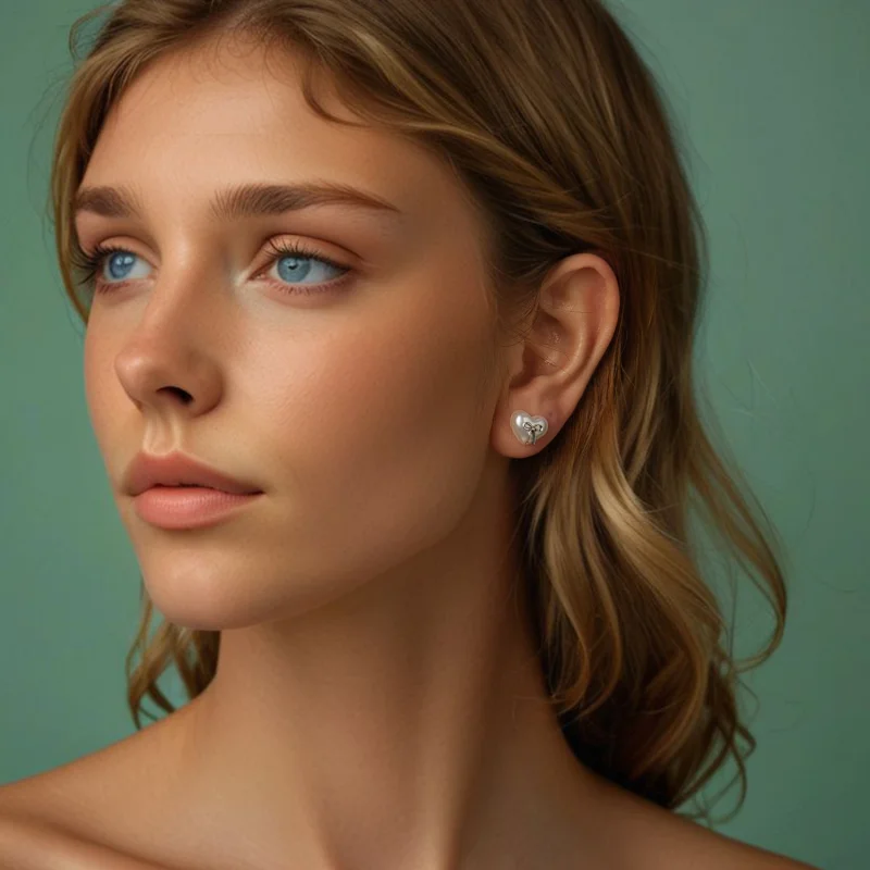 (image for) PANDORA Style Bow Heart Earrings - SCE1810 - View 7