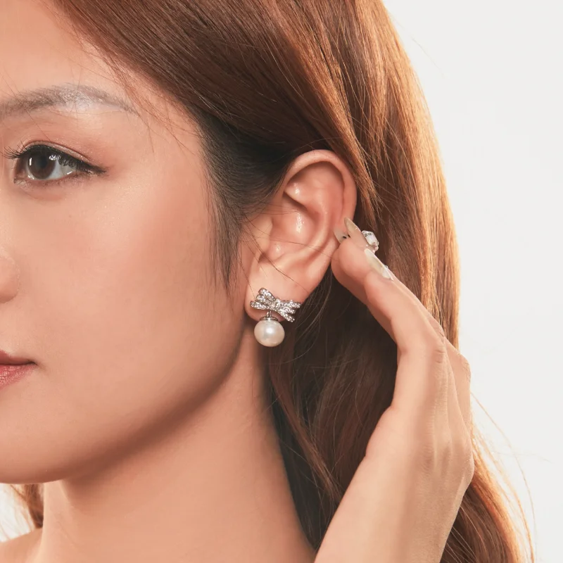 (image for) PANDORA Style Bow Pearl Earrings - YIE247 - View 9