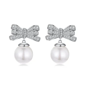 (image for) PANDORA Style Bow Pearl Earrings - YIE247