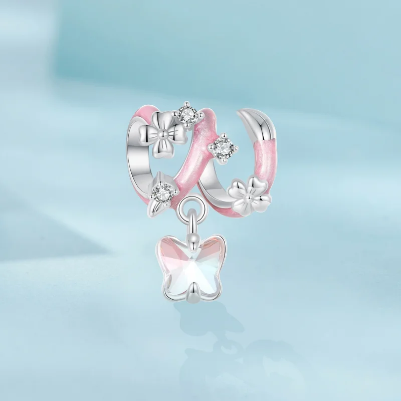 (image for) PANDORA Style Butterfly Love Flower Beads - SCC2828 - View 2