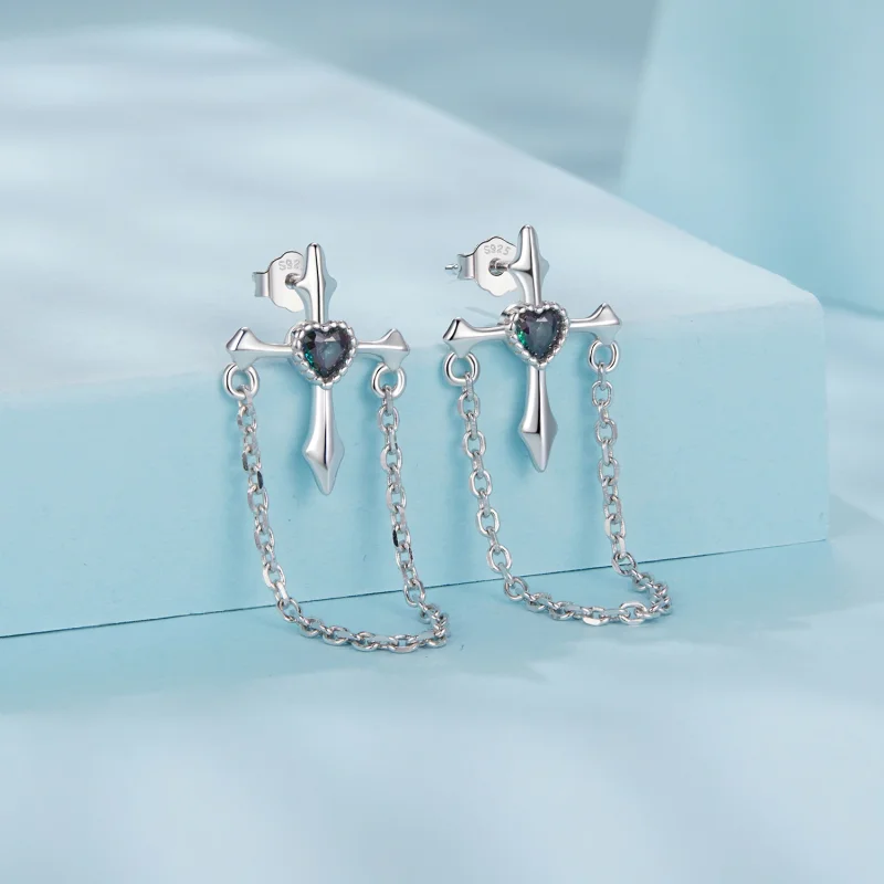 (image for) PANDORA Style Chain cross earrings - SCE1808 - View 2