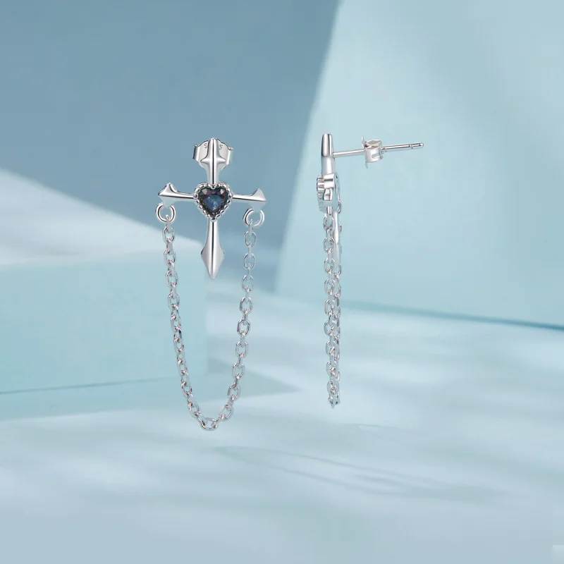 (image for) PANDORA Style Chain cross earrings - SCE1808 - View 3