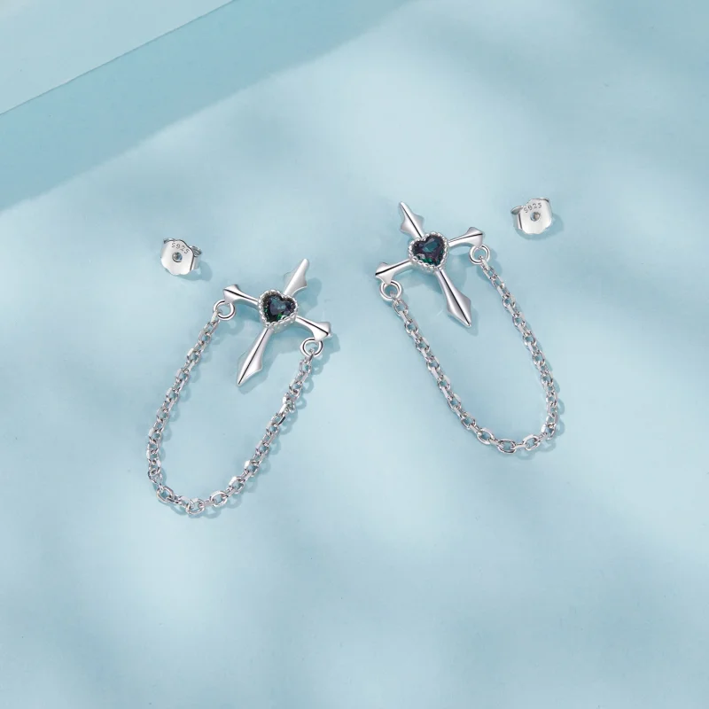 (image for) PANDORA Style Chain cross earrings - SCE1808 - View 4