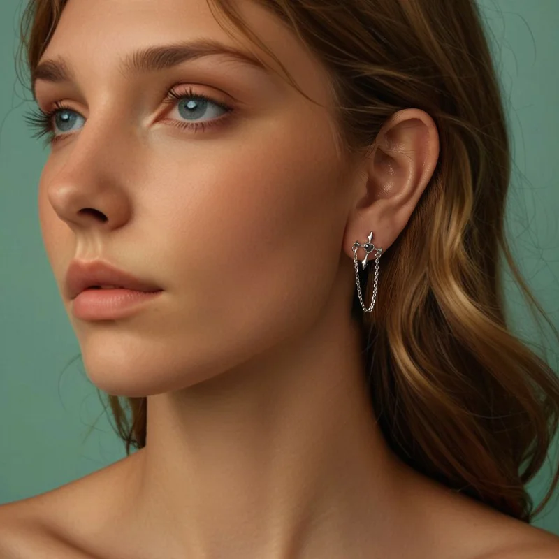 (image for) PANDORA Style Chain cross earrings - SCE1808 - View 7