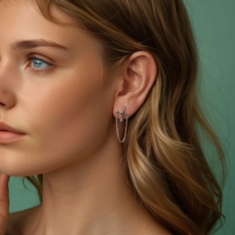 (image for) PANDORA Style Chain cross earrings - SCE1808 - View 8