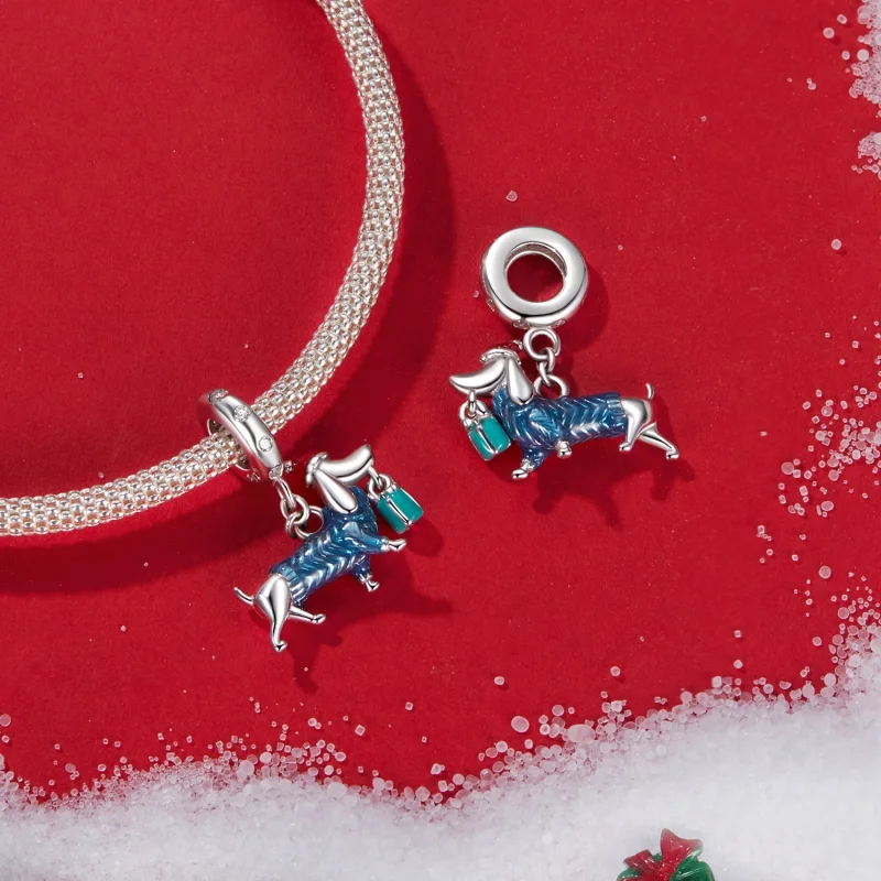(image for) PANDORA Style Christmas Dachshund Pendant - BSC1069 - View 4