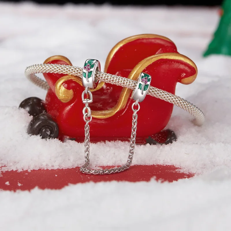 (image for) PANDORA Style Christmas Holly Safety Chain - SCC2918 - View 2