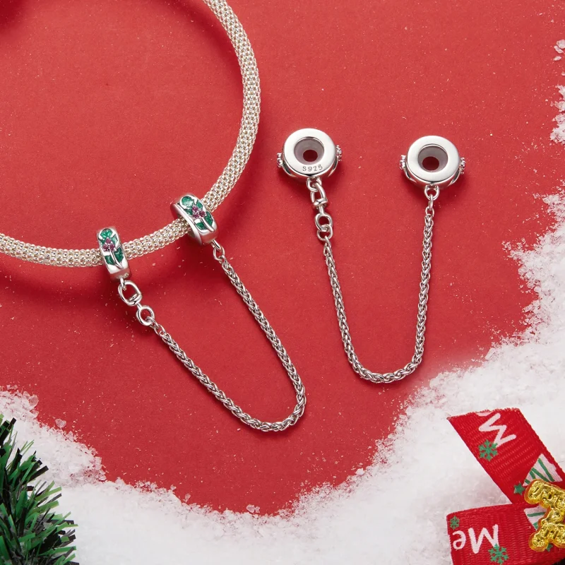 (image for) PANDORA Style Christmas Holly Safety Chain - SCC2918 - View 3