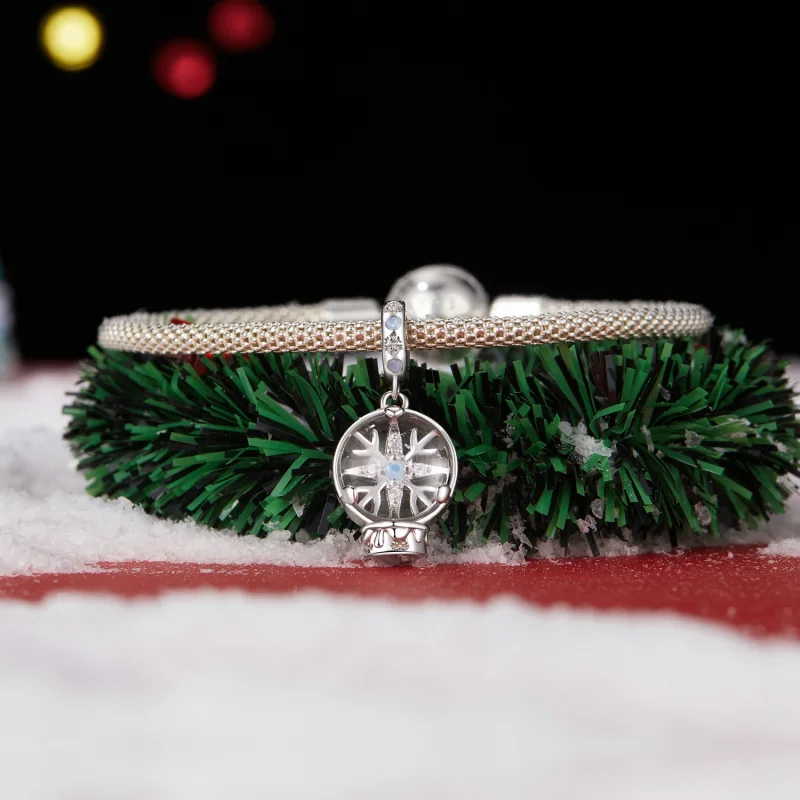 (image for) PANDORA Style Christmas Snowflake Crystal Ball Pendant - SCC2917 - View 3