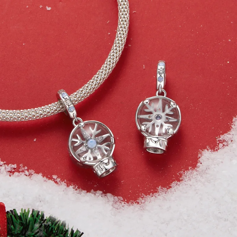 (image for) PANDORA Style Christmas Snowflake Crystal Ball Pendant - SCC2917 - View 4