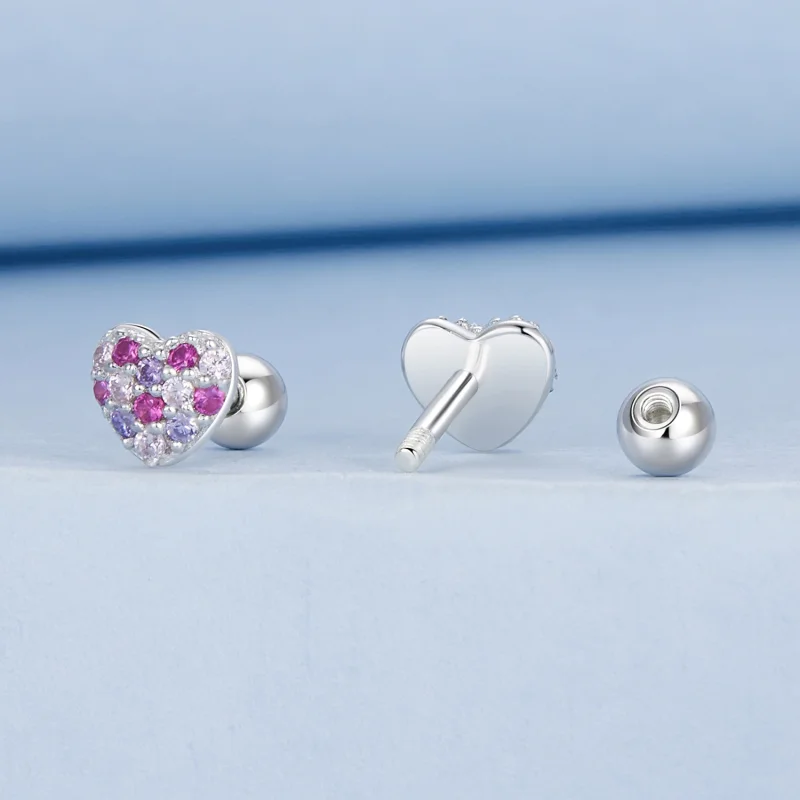 (image for) PANDORA Style Colorful heart earrings - BSE1044 - View 2