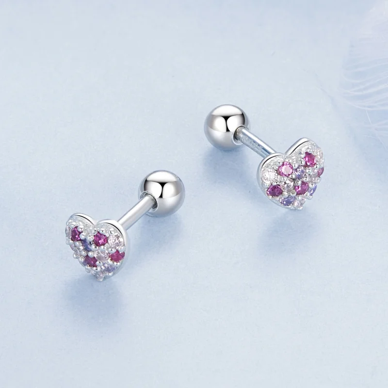 (image for) PANDORA Style Colorful heart earrings - BSE1044 - View 3