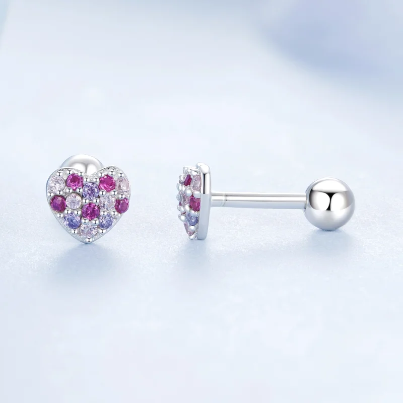 (image for) PANDORA Style Colorful heart earrings - BSE1044 - View 4