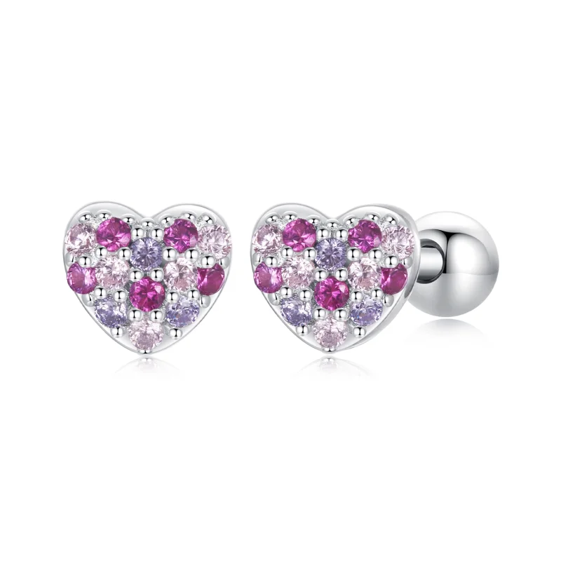 (image for) PANDORA Style Colorful heart earrings - BSE1044 - Product Image