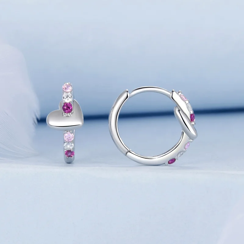 (image for) PANDORA Style Colorful heart earrings - BSE1049 - View 2