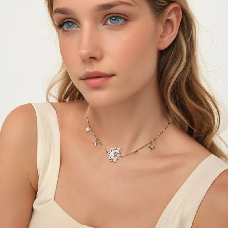 (image for) PANDORA Style Crescent Moon Necklace - YIN115 - View 7