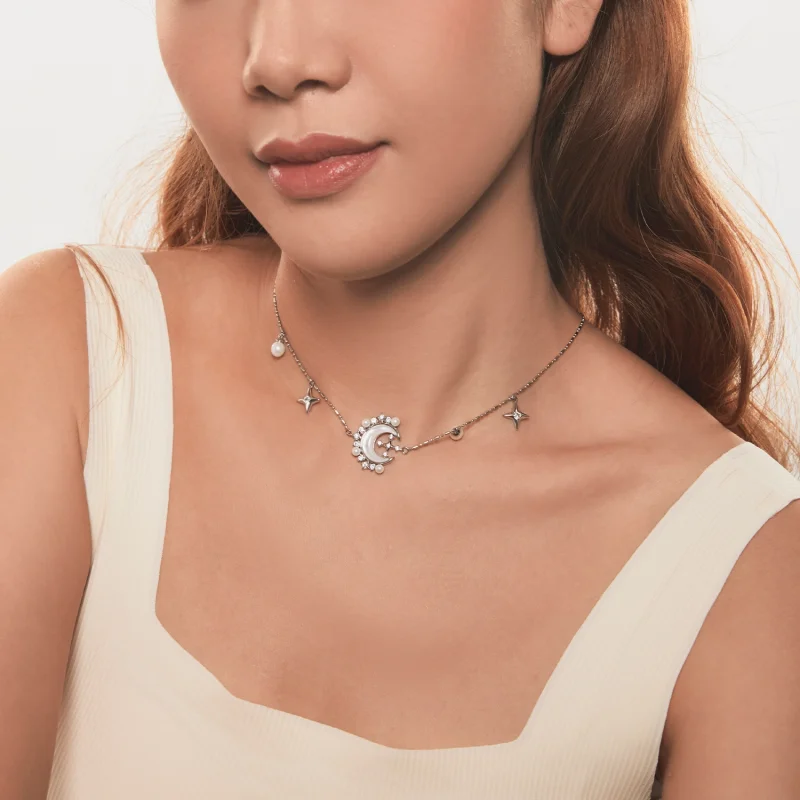 (image for) PANDORA Style Crescent Moon Necklace - YIN115 - View 8