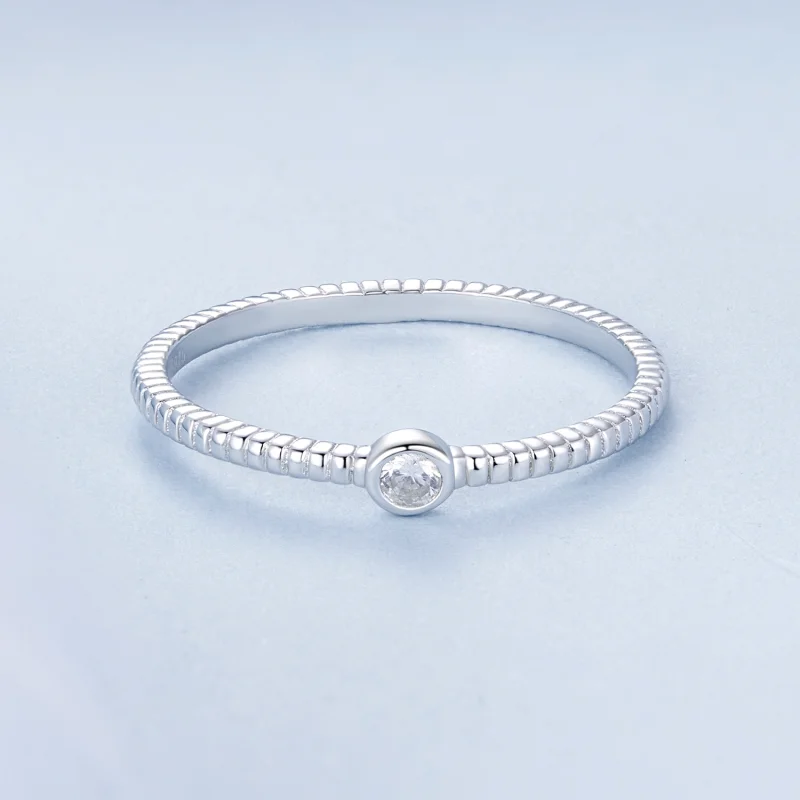 (image for) Pandora Style Elegant Small Solitaire Ring - BSR577 - View 3