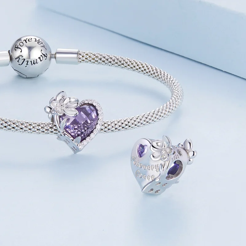 (image for) PANDORA Style February birthstone heart charm - BSC660-2 - View 5