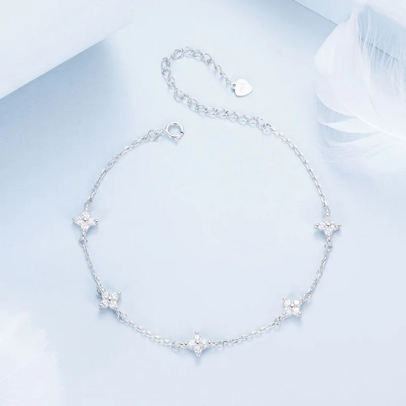 (image for) PANDORA Style Four Leaf Clover Anklet - BST008 - View 3