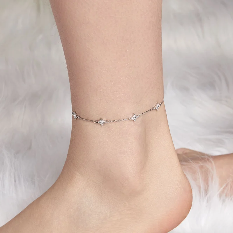 (image for) PANDORA Style Four Leaf Clover Anklet - BST008 - View 4