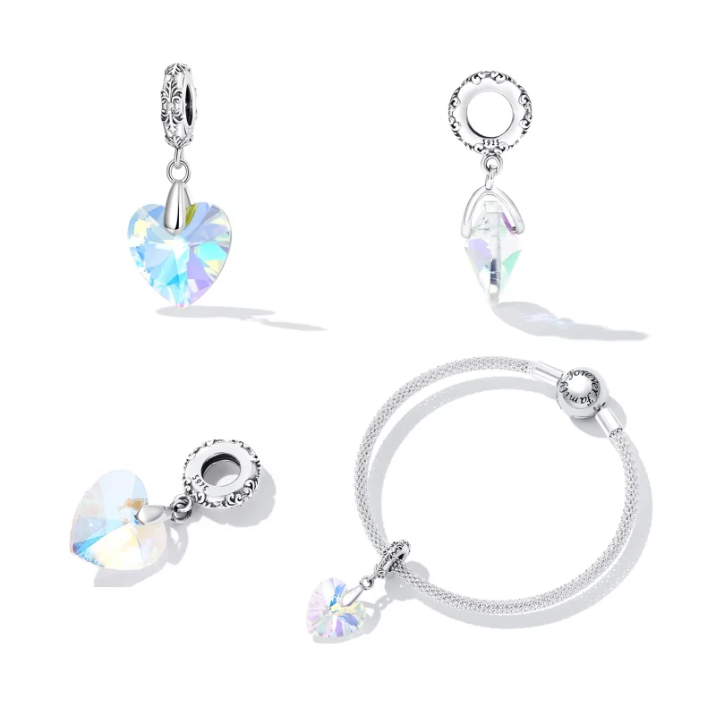 (image for) PANDORA Style Glass Heart Dangle - BSC602 - View 2