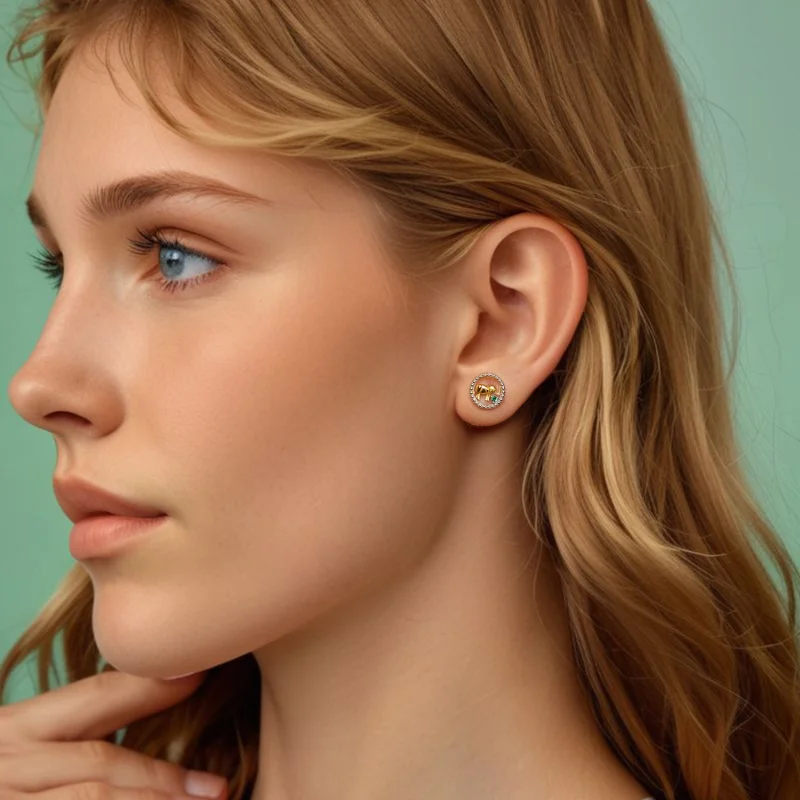 (image for) PANDORA Style Gold elephant earrings - SCE1794 - View 8