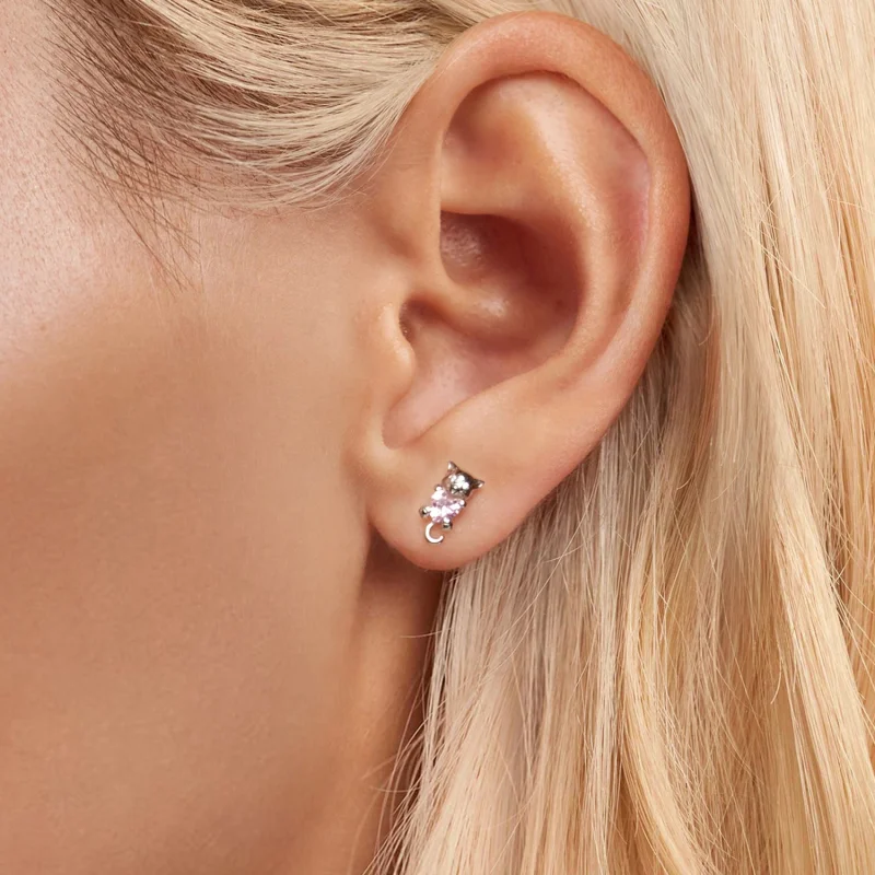 (image for) PANDORA Style Heart Cat Earrings - SCE1773 - View 5