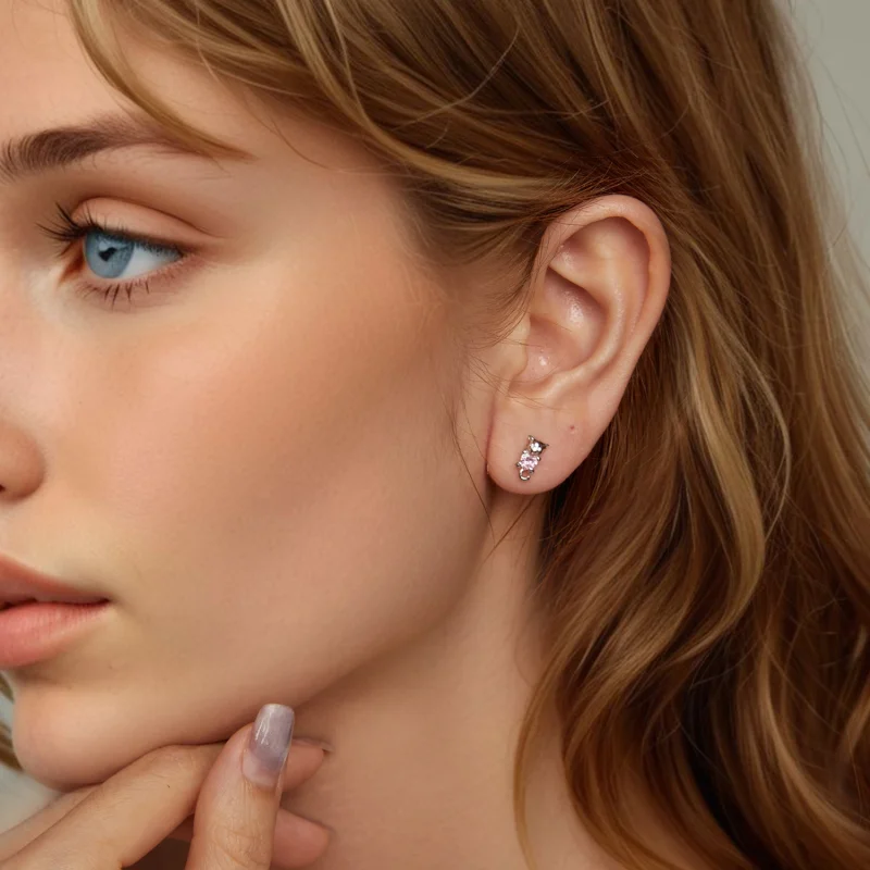 (image for) PANDORA Style Heart Cat Earrings - SCE1773 - View 7