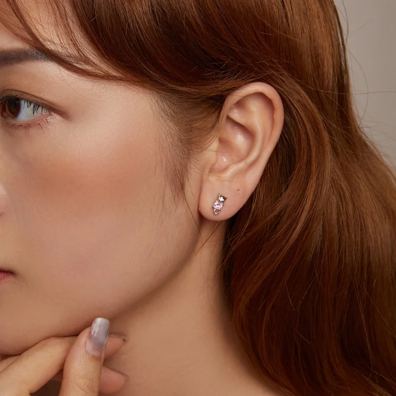 (image for) PANDORA Style Heart Cat Earrings - SCE1773 - View 10