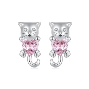 (image for) PANDORA Style Heart Cat Earrings - SCE1773