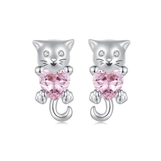 (image for) PANDORA Style Heart Cat Earrings - SCE1773
