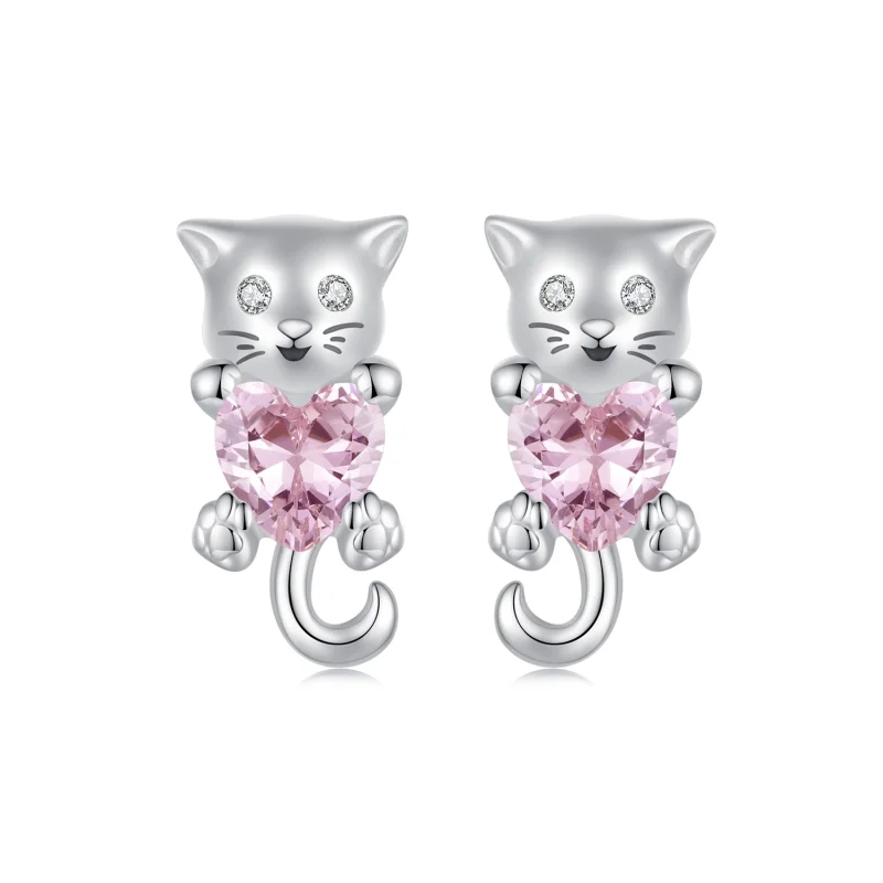 (image for) PANDORA Style Heart Cat Earrings - SCE1773 - Product Image