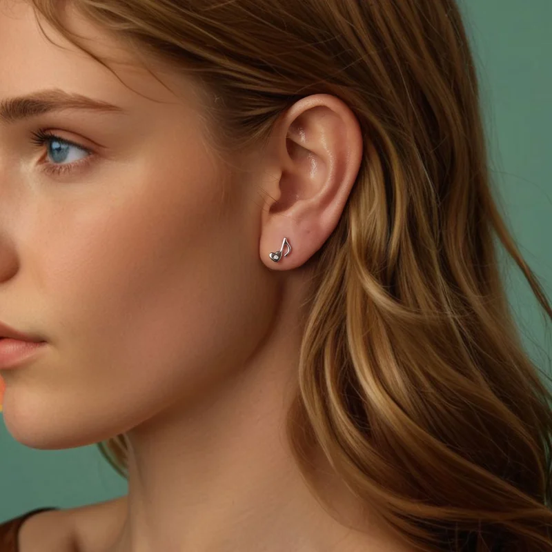 (image for) PANDORA Style Heart music note earrings - SCE1805 - View 8