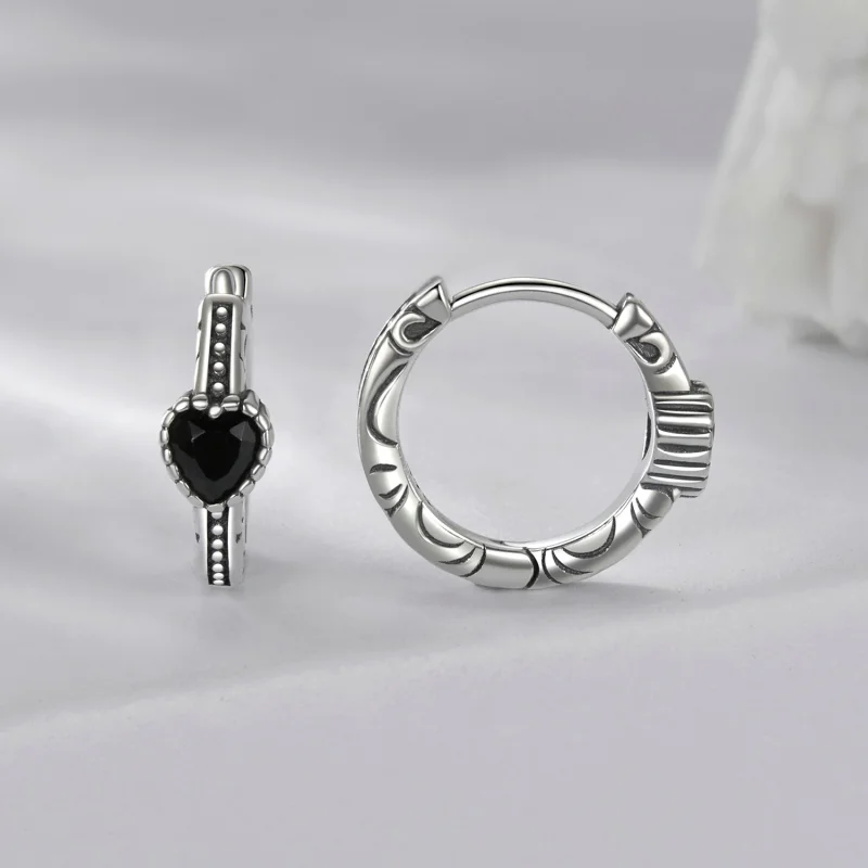 (image for) PANDORA Style Heart of Night Earrings - SCE1800 - View 2