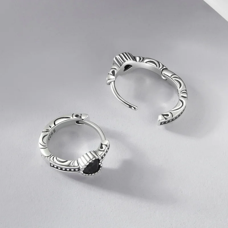 (image for) PANDORA Style Heart of Night Earrings - SCE1800 - View 4