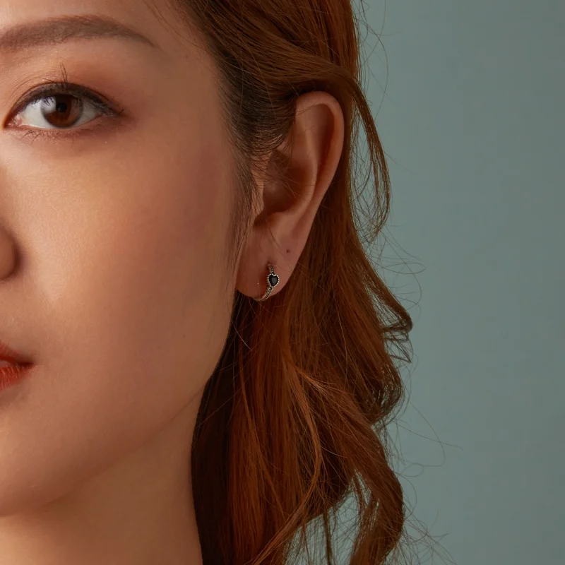 (image for) PANDORA Style Heart of Night Earrings - SCE1800 - View 9