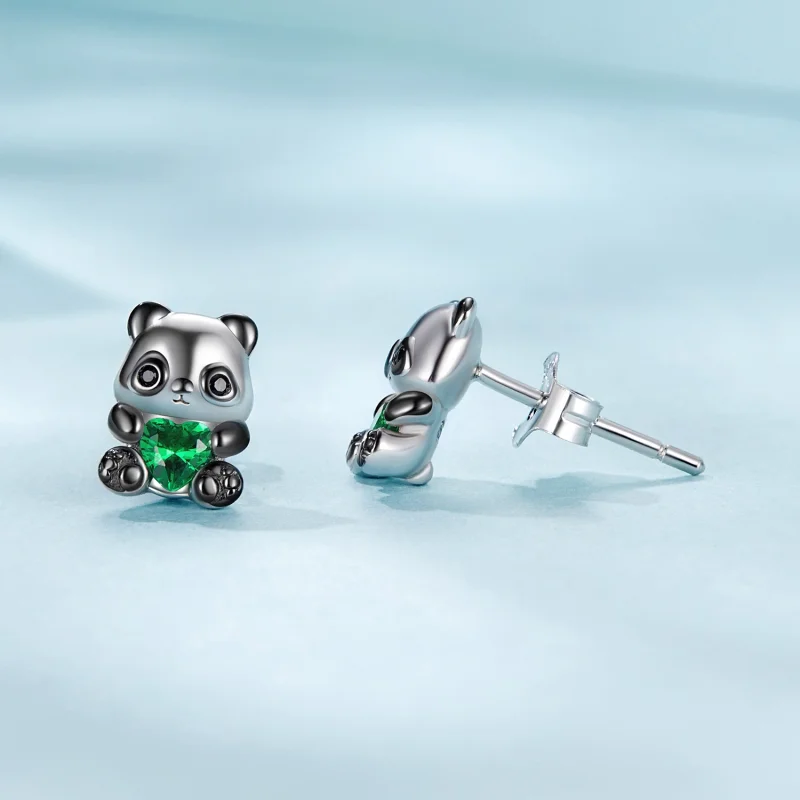 (image for) PANDORA Style Heart Panda Earrings - SCE1775 - View 4