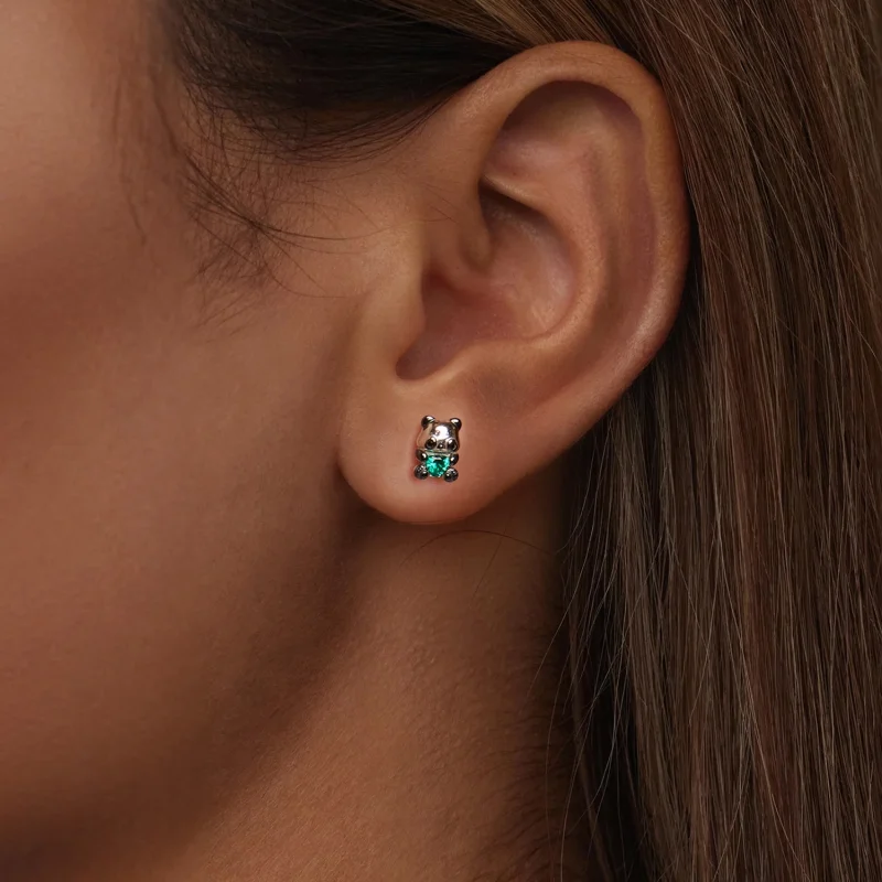 (image for) PANDORA Style Heart Panda Earrings - SCE1775 - View 6