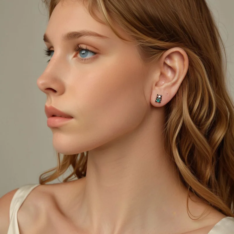 (image for) PANDORA Style Heart Panda Earrings - SCE1775 - View 7