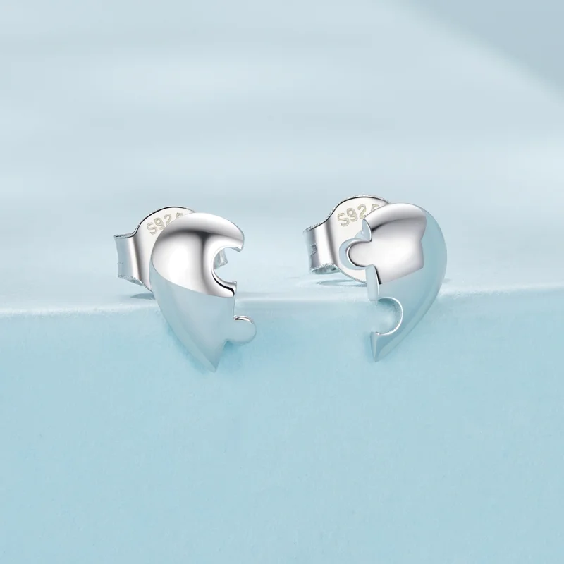 (image for) PANDORA Style Heart puzzle earrings - SCE1770 - View 2