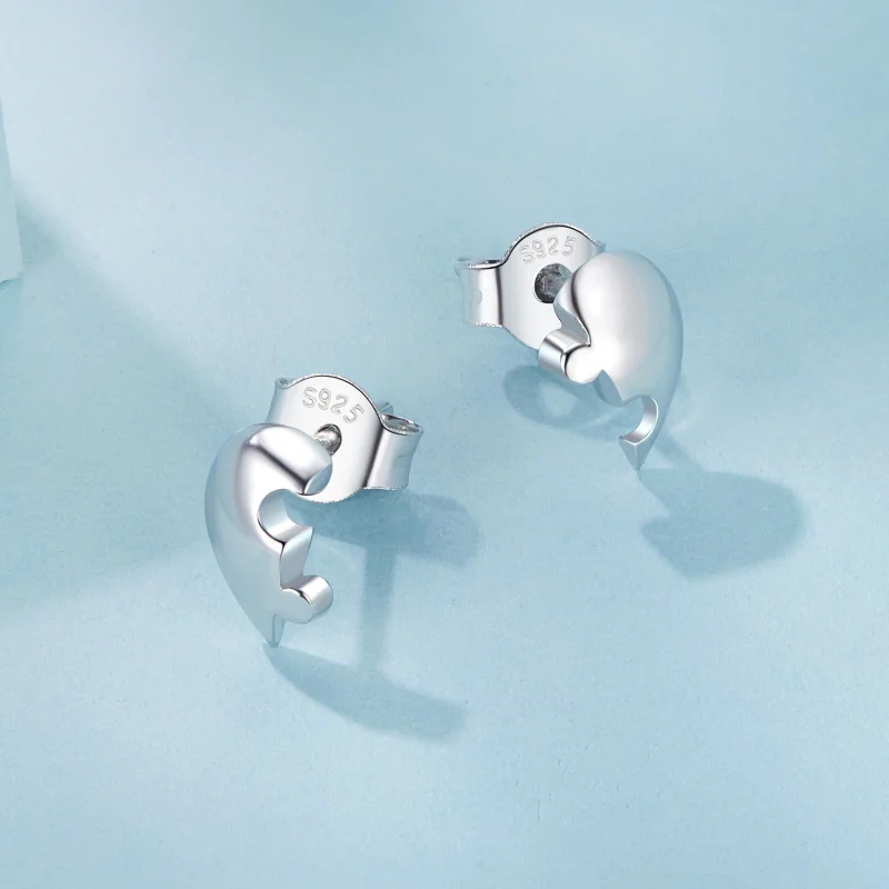 (image for) PANDORA Style Heart puzzle earrings - SCE1770 - View 3