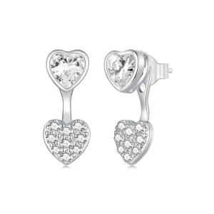 (image for) PANDORA Style Heart-shaped front and back earrings - BSE1043