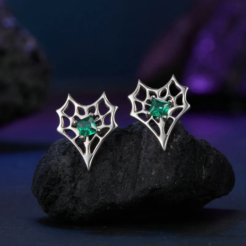 (image for) PANDORA Style Heart-Shaped Spider Web Earrings - SCE1797 - View 2