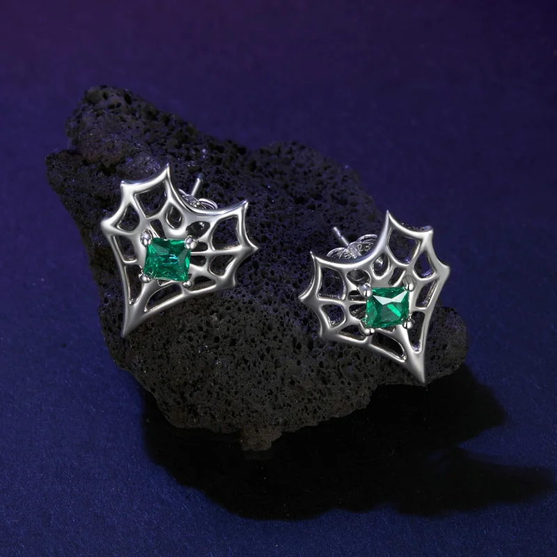 (image for) PANDORA Style Heart-Shaped Spider Web Earrings - SCE1797 - View 3