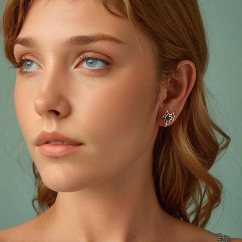 (image for) PANDORA Style Heart-Shaped Spider Web Earrings - SCE1797 - View 8