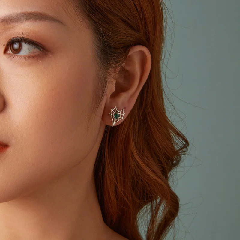 (image for) PANDORA Style Heart-Shaped Spider Web Earrings - SCE1797 - View 9